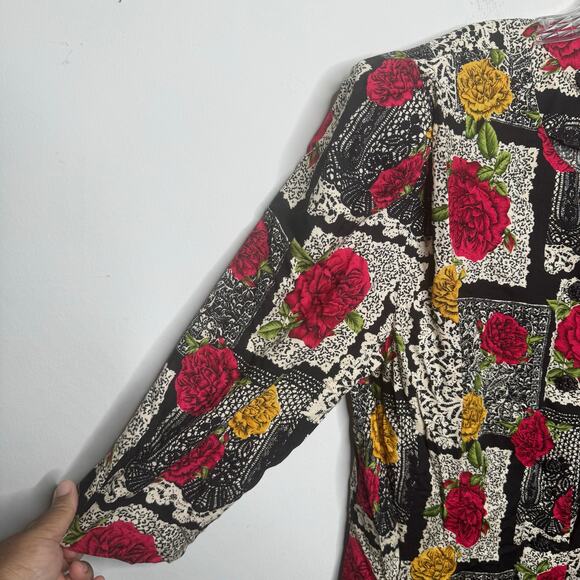Vintage MORE Jazz Rayon Floral Blouse Top 18W‎ Button Front 80s 90s Bold Print - Picture 5 of 12